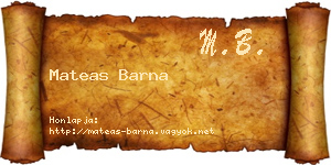 Mateas Barna névjegykártya
